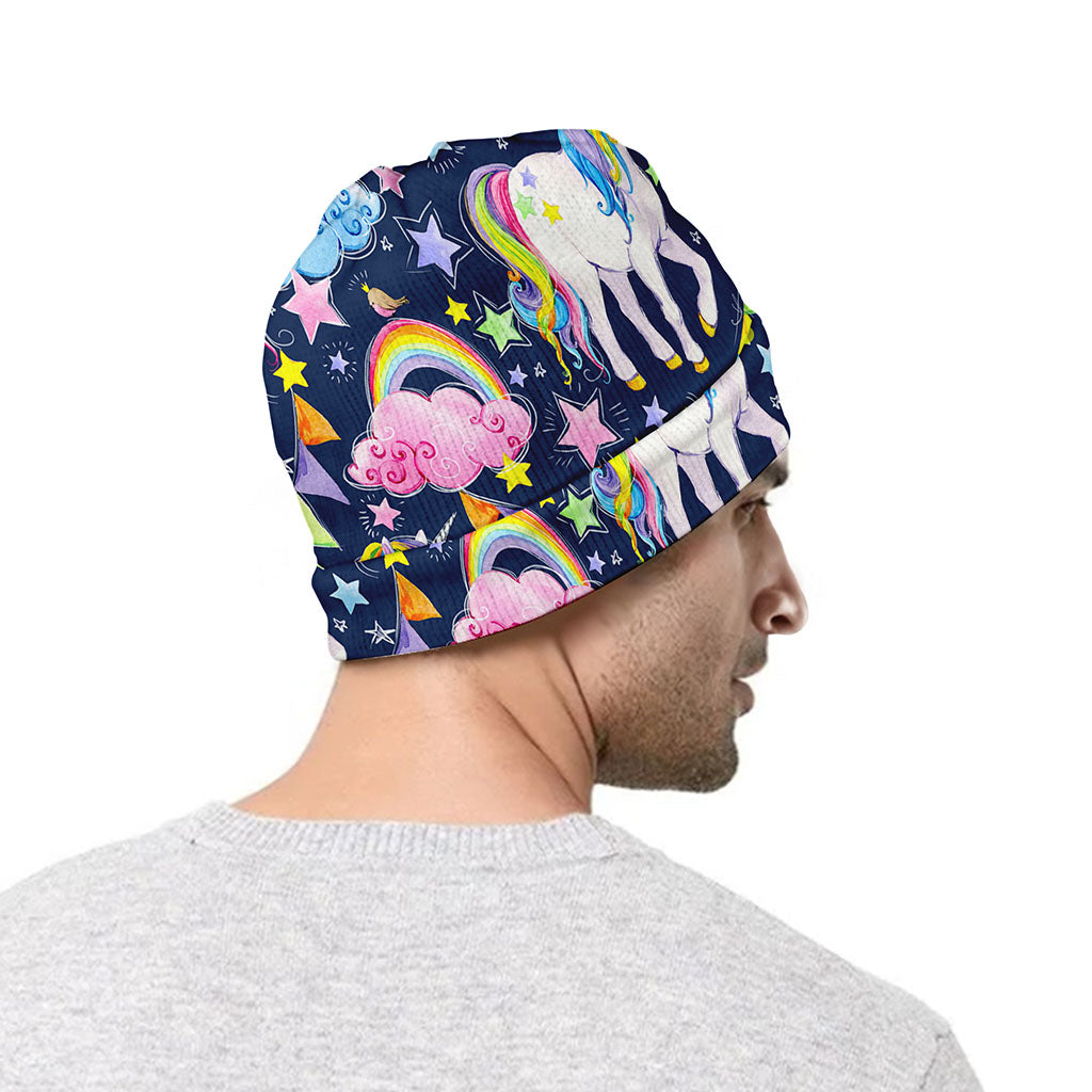 Unicorn Night Festival Pattern Print Beanie