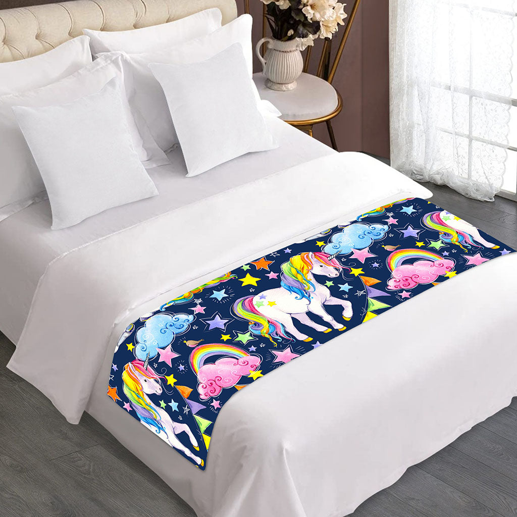 Unicorn Night Festival Pattern Print Bed Runner
