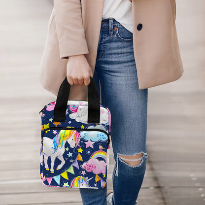 Unicorn Night Festival Pattern Print Bible Tote Bag