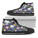 Unicorn Night Festival Pattern Print Black High Top Sneakers