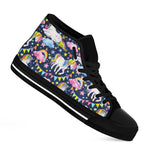 Unicorn Night Festival Pattern Print Black High Top Sneakers