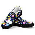Unicorn Night Festival Pattern Print Black Slip On Sneakers