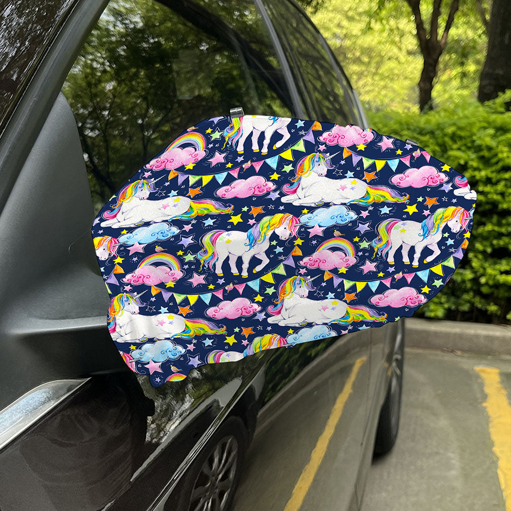Unicorn Night Festival Pattern Print Car Side Mirror Covers