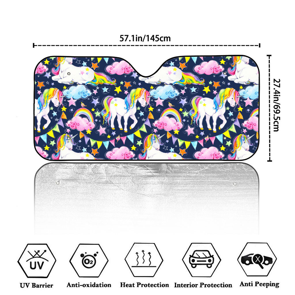 Unicorn Night Festival Pattern Print Car Windshield Sun Shade
