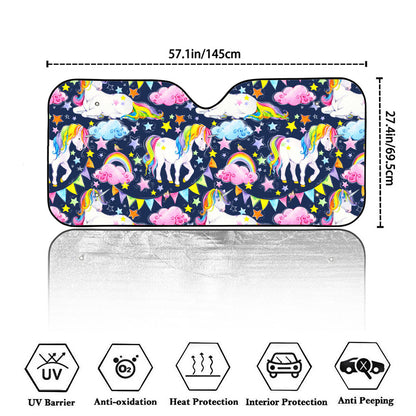 Unicorn Night Festival Pattern Print Car Windshield Sun Shade