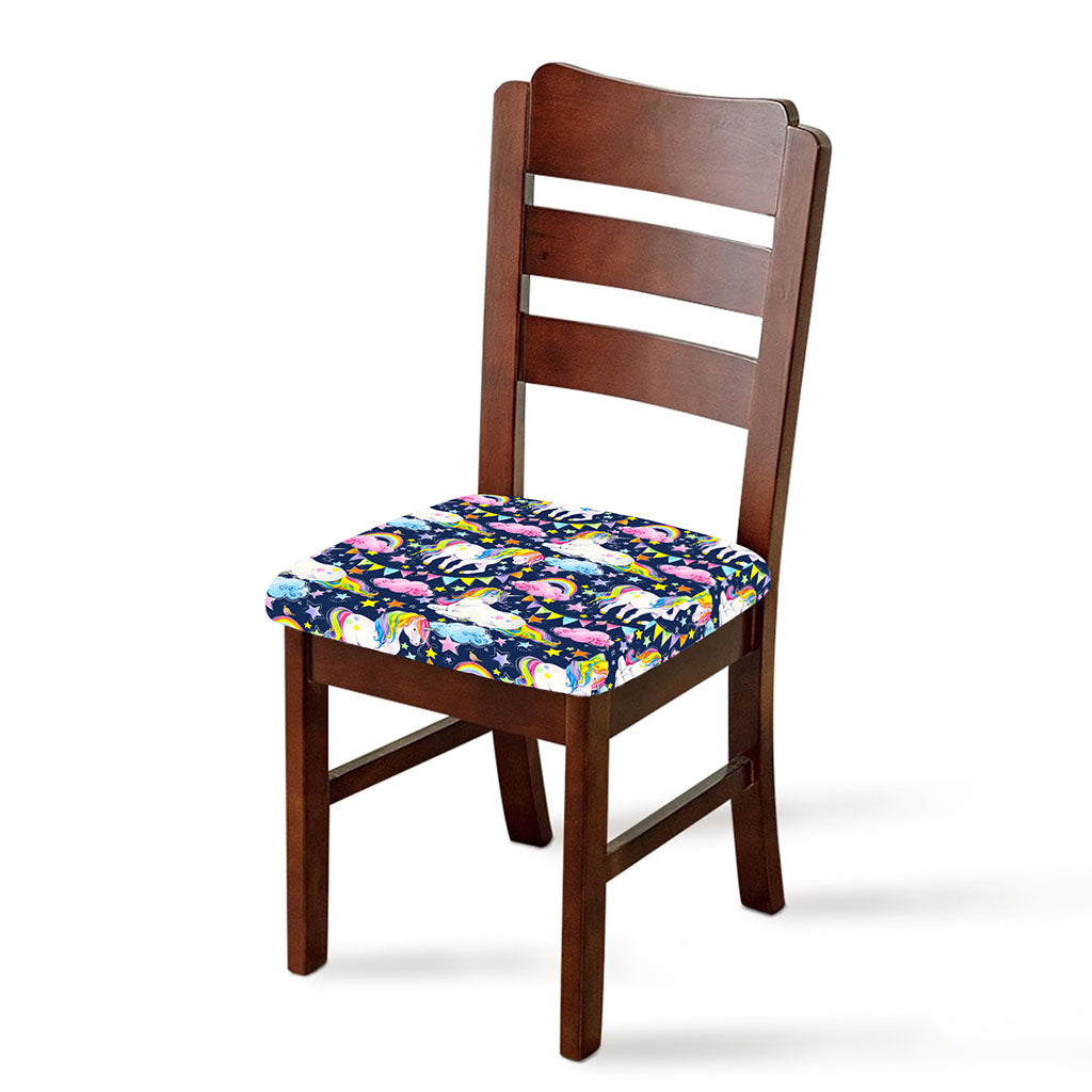 Unicorn Night Festival Pattern Print Chair Cushion Cover