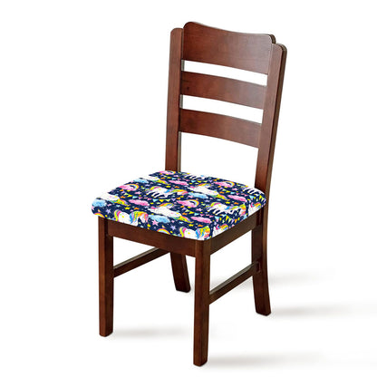 Unicorn Night Festival Pattern Print Chair Cushion Cover