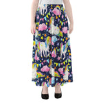Unicorn Night Festival Pattern Print Chiffon Maxi Skirt