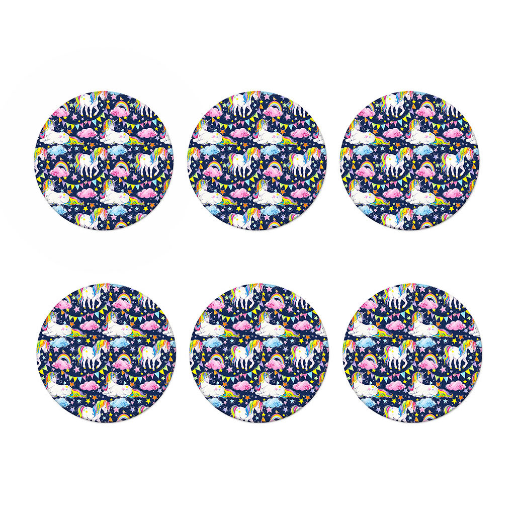 Unicorn Night Festival Pattern Print Coaster Set