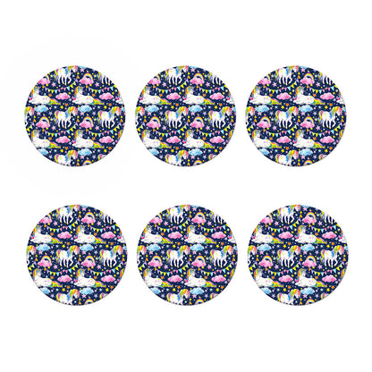 Unicorn Night Festival Pattern Print Coaster Set