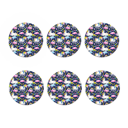 Unicorn Night Festival Pattern Print Coaster Set
