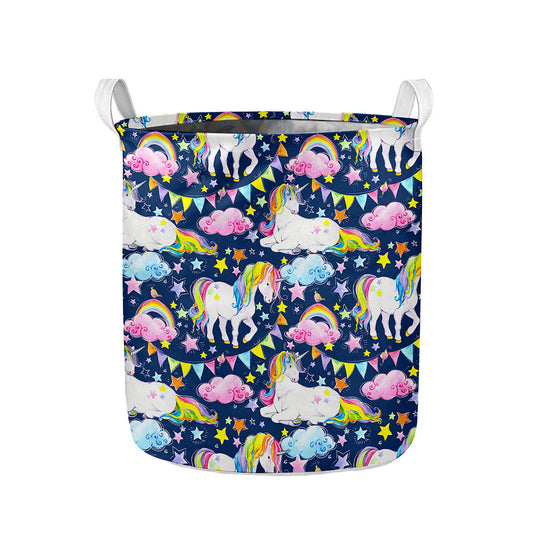 Unicorn Night Festival Pattern Print Collapsible Laundry Basket