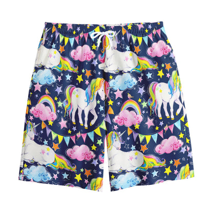 Unicorn Night Festival Pattern Print Cotton Shorts