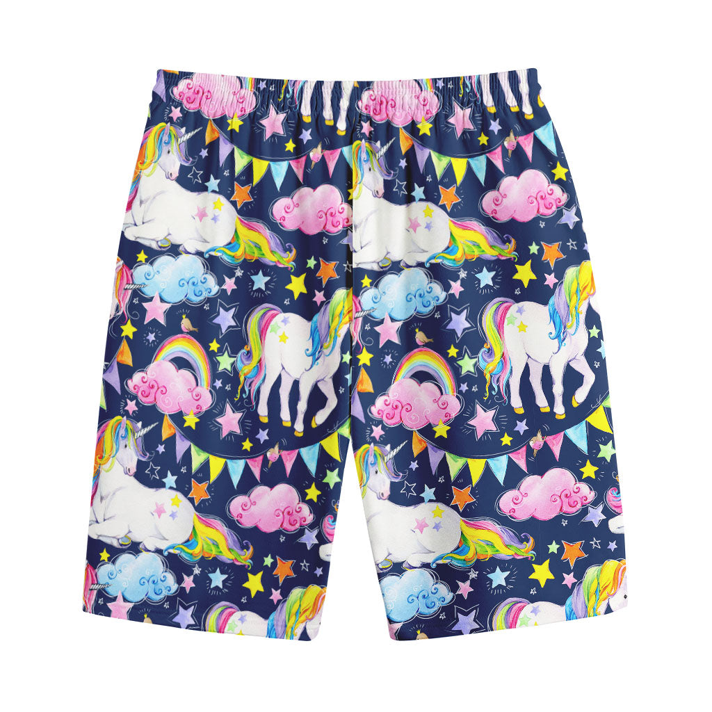 Unicorn Night Festival Pattern Print Cotton Shorts