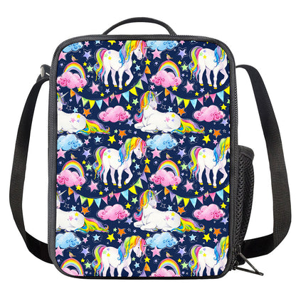 Unicorn Night Festival Pattern Print Crossbody Lunch Bag
