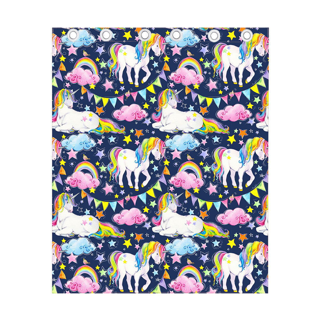 Unicorn Night Festival Pattern Print Curtain
