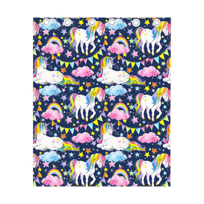 Unicorn Night Festival Pattern Print Curtain