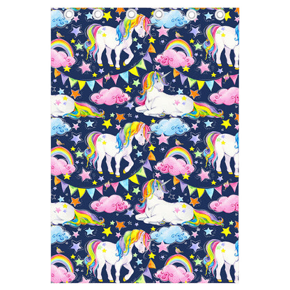 Unicorn Night Festival Pattern Print Curtain