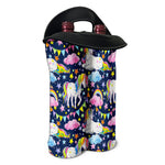 Unicorn Night Festival Pattern Print Double Neoprene Wine Tote