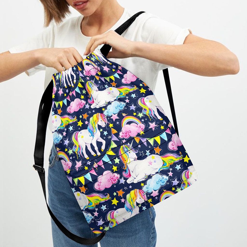 Unicorn Night Festival Pattern Print Drawstring Backpack