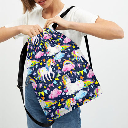 Unicorn Night Festival Pattern Print Drawstring Backpack