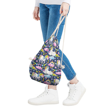 Unicorn Night Festival Pattern Print Drawstring Bag