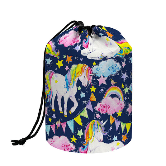 Unicorn Night Festival Pattern Print Drawstring Makeup Bag