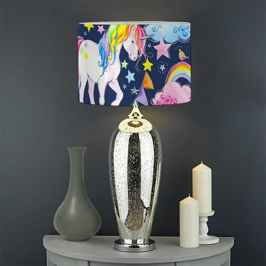 Unicorn Night Festival Pattern Print Drum Lamp Shade