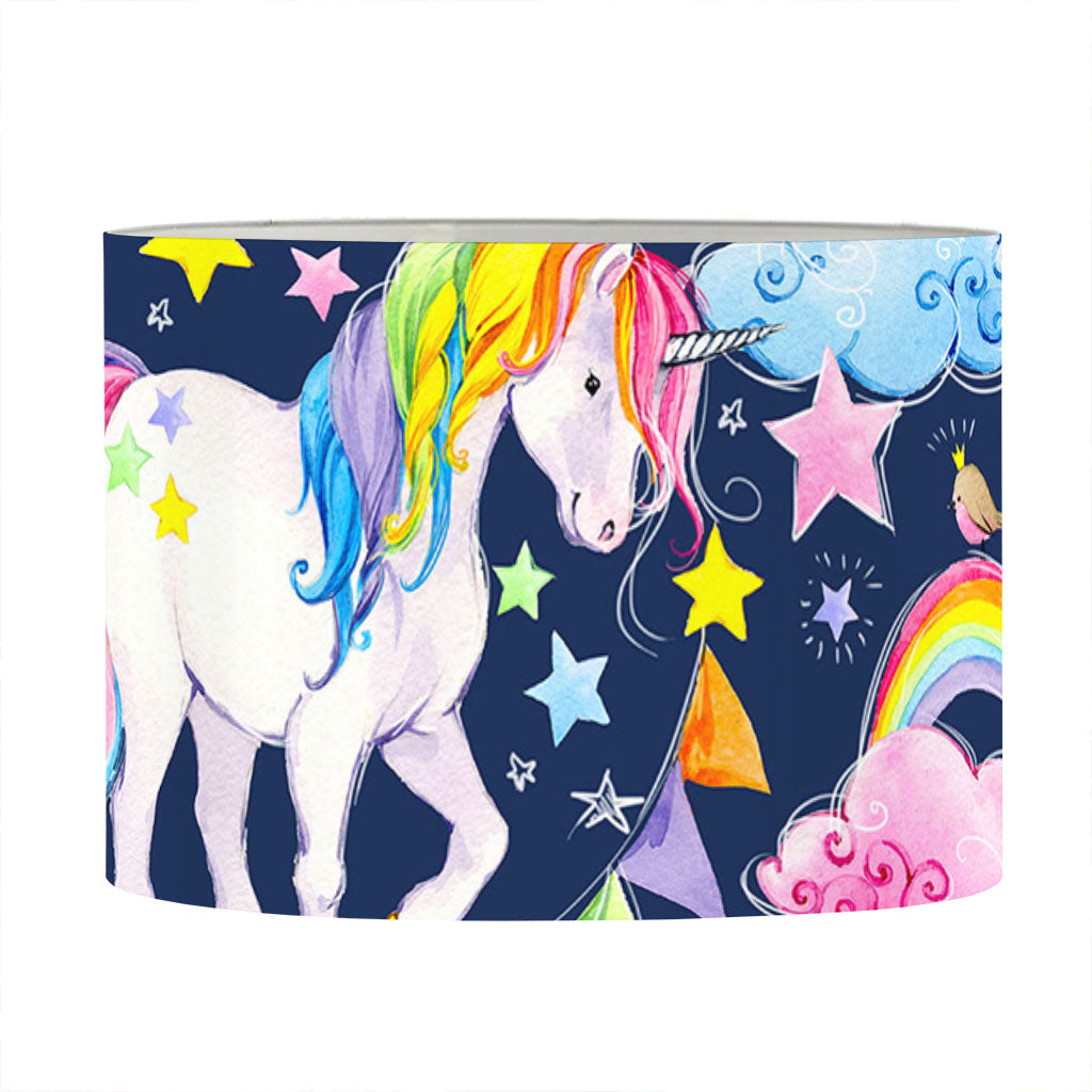 Unicorn Night Festival Pattern Print Drum Lamp Shade