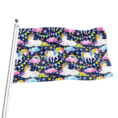 Unicorn Night Festival Pattern Print Flag