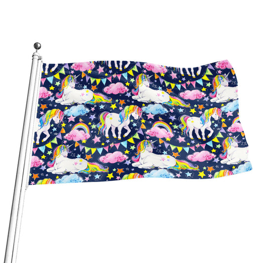 Unicorn Night Festival Pattern Print Flag
