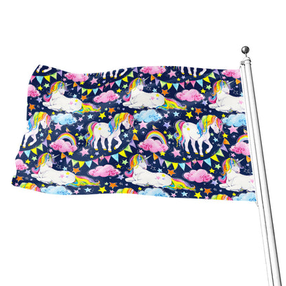 Unicorn Night Festival Pattern Print Flag