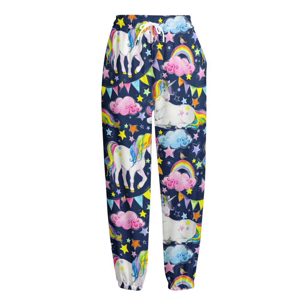 Unicorn Night Festival Pattern Print Fleece Lined Knit Pants