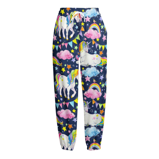 Unicorn Night Festival Pattern Print Fleece Lined Knit Pants