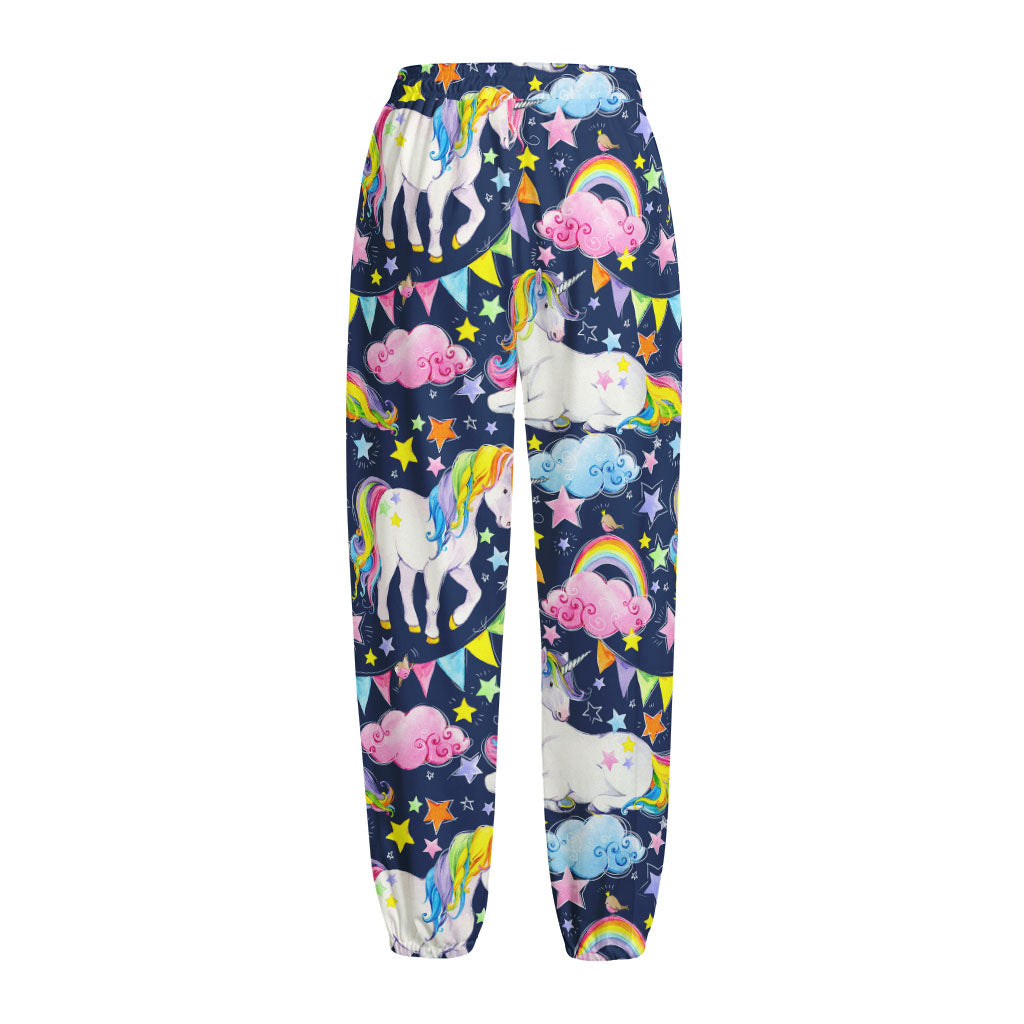 Unicorn Night Festival Pattern Print Fleece Lined Knit Pants
