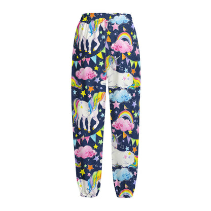 Unicorn Night Festival Pattern Print Fleece Lined Knit Pants