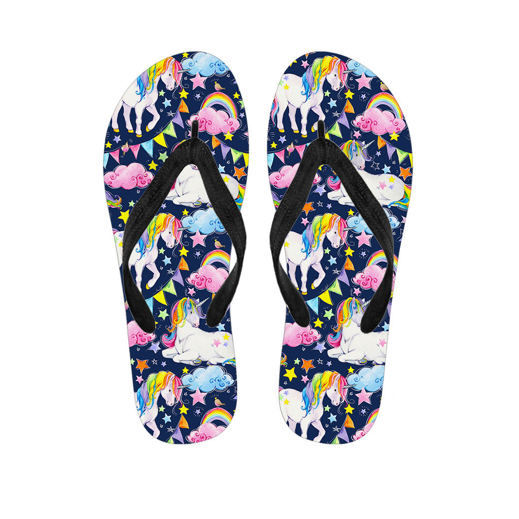 Unicorn Night Festival Pattern Print Flip Flops
