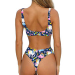 Unicorn Night Festival Pattern Print Front Bow Tie Bikini