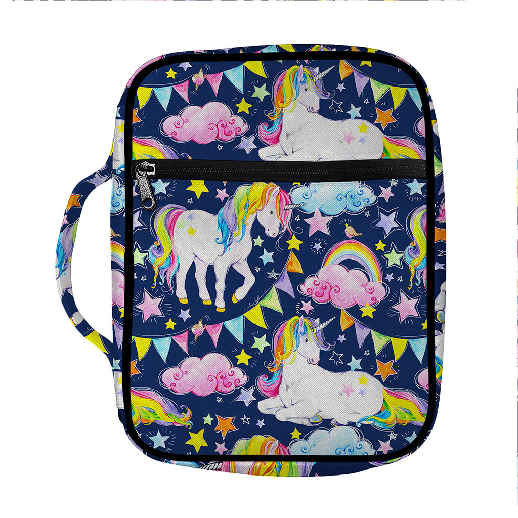 Unicorn Night Festival Pattern Print Front Pocket Bible Bag