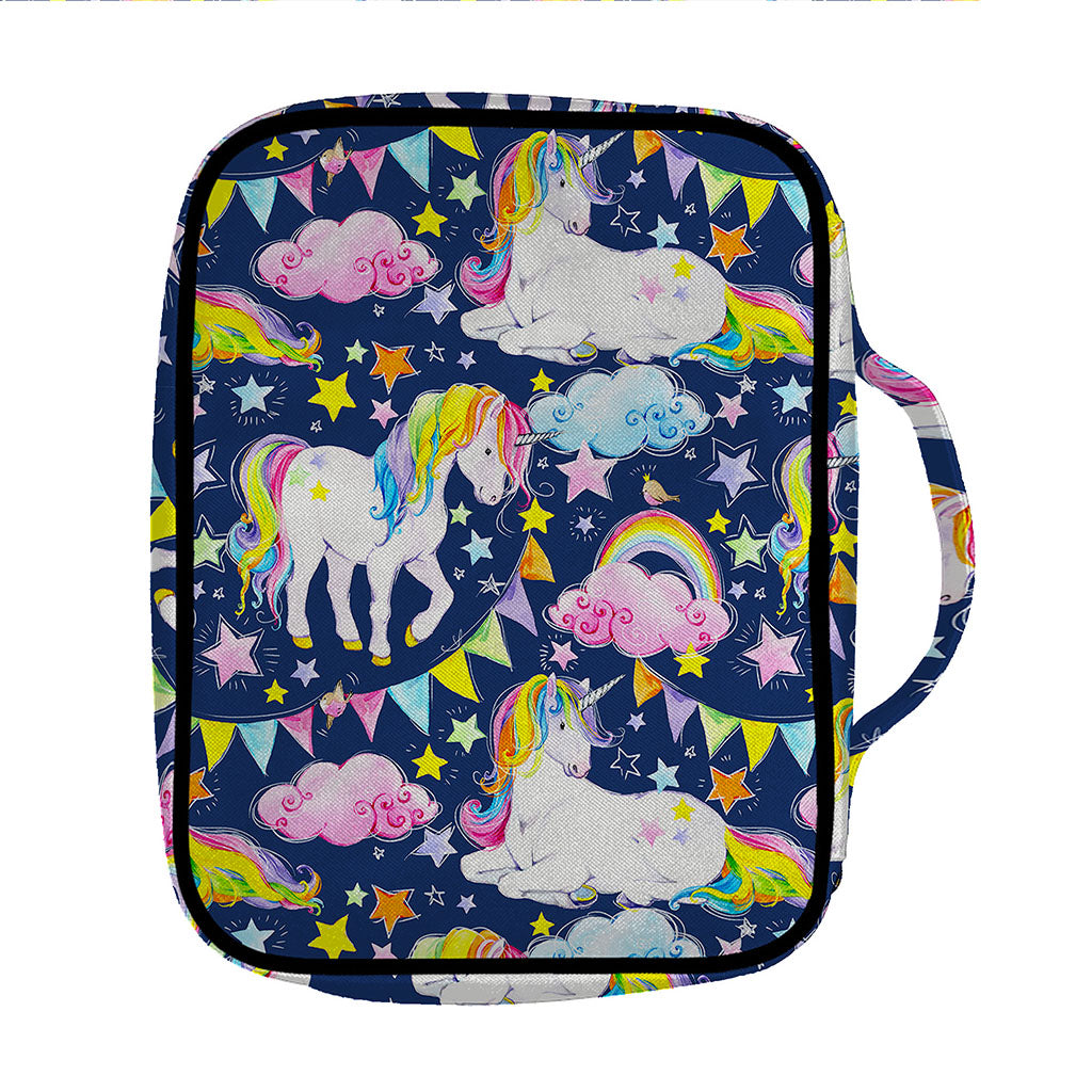 Unicorn Night Festival Pattern Print Front Pocket Bible Bag