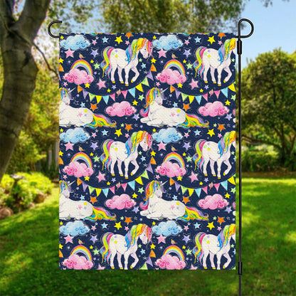 Unicorn Night Festival Pattern Print Garden Flag