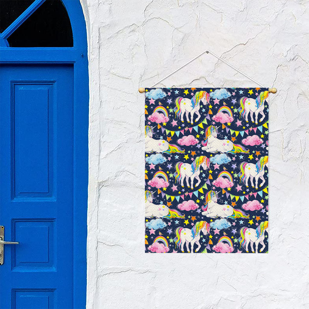 Unicorn Night Festival Pattern Print Garden Flag