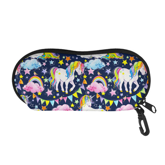 Unicorn Night Festival Pattern Print Glasses Case