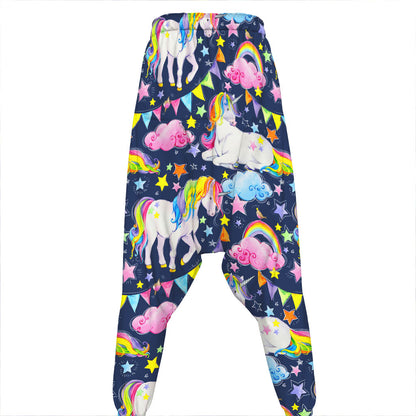 Unicorn Night Festival Pattern Print Hammer Pants
