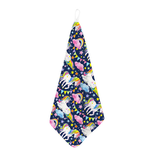 Unicorn Night Festival Pattern Print Hand Towel