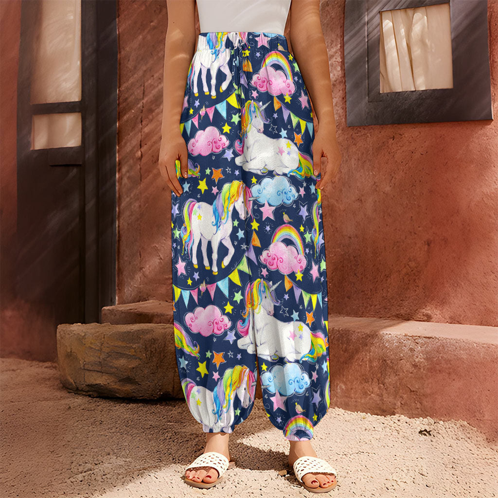 Unicorn Night Festival Pattern Print Harem Pants