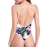 Unicorn Night Festival Pattern Print High Cut One Piece Swimsuit