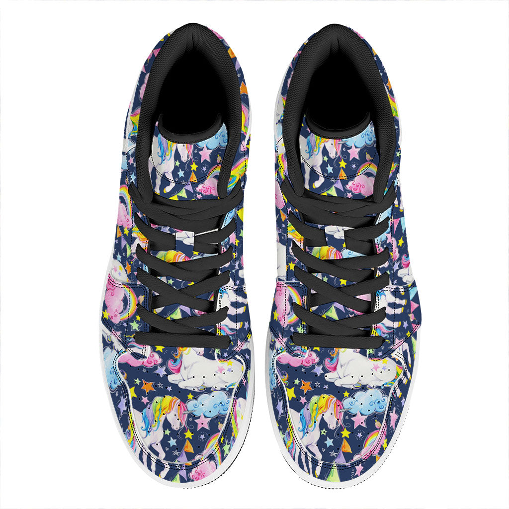 Unicorn Night Festival Pattern Print High Top Leather Sneakers