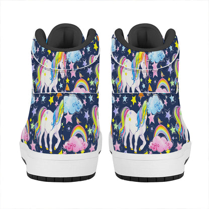Unicorn Night Festival Pattern Print High Top Leather Sneakers