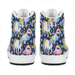 Unicorn Night Festival Pattern Print High Top Leather Sneakers
